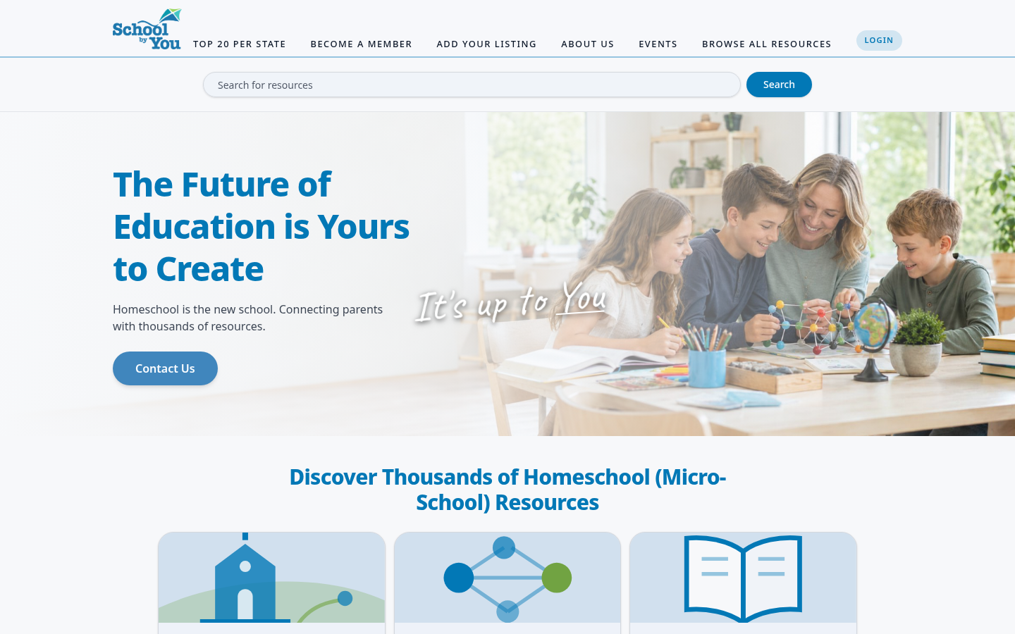Screenshot of the SchoolByYou.com homepage